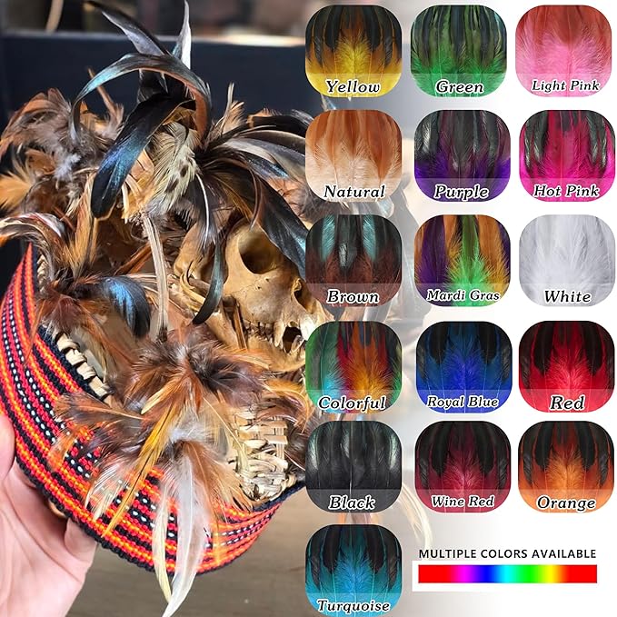 SOGUGOM Natural Rooster Tail Feathers - 200 pcs 5-7 inch Natural Small Feathers Bulk for Hats, Cocktail Table Centerpieces and Costume(Natural)