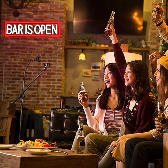 Bar Is Open Neon Sign for Wall Decor,USB Powered Led Bar Neon Sign Open Light up Sign for Pub Beer Party Business Window(15.75 * 4.72In)
