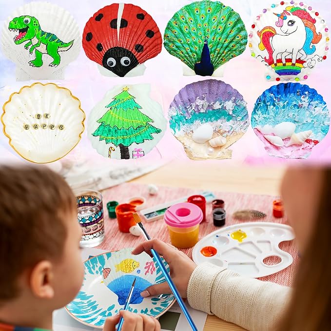 16PCS Sea Shells Scallop Shells Natural White Sea Shells for DIY Craft Crafting,Painting,Baking,Home Decor and Beaching Wedding Decoration (10-12CM) Seashells Bulk