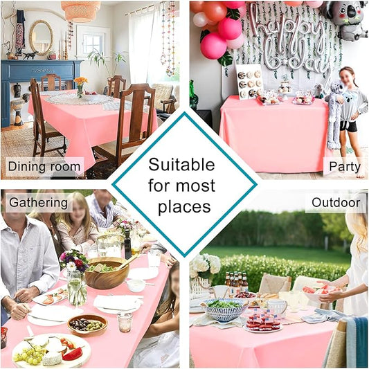Hiasan Rose Pink Tablecloth for Rectangle Tables - Waterproof Washable Polyester Fabric Table Cloth for Buffect Dining Birthday Party Wedding, 54 x 120 Inch
