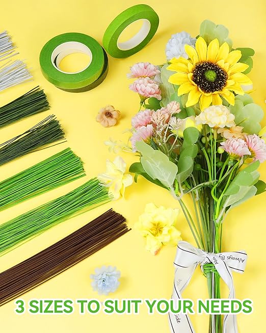 100 PCS 18 Gauge Green Floral Wire Stems for Artificial Flower Making,Flexible Paddle Wires for Crafts Christmas Wreaths Tree,Garland and Floral Arrangements,Florist Wire,Flower Wires for Crafts