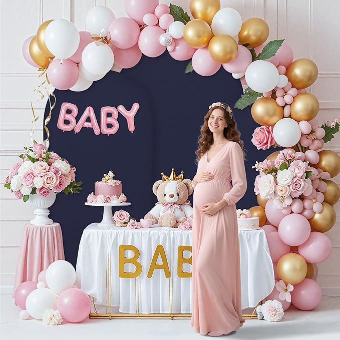 Wedding Arch Covers Arch Backdrop Cover Arch Stand Covers 7.2FT 6FT Set 2 Arch Cover Spandex Fabric Stretchy Backdrop for Wedding Birthday Party Decoration Baby Shower (Dark Blue)