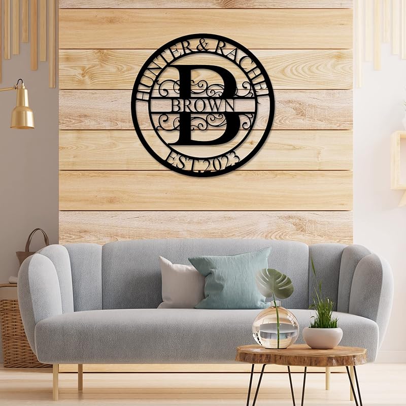 Custom Metal Sign - Family Name Sign - Personalized Metal Signs for Outdoor - Split Letter Monogram Wall Decor - Metal Wall Art - Wedding Gift for Couples