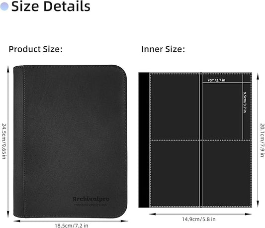 4 Pockets Premium Card Binder 160 Cards Trading Card Binders No Ring Card Storage Display Album(4 Pocket 160 Card Slot,Black)