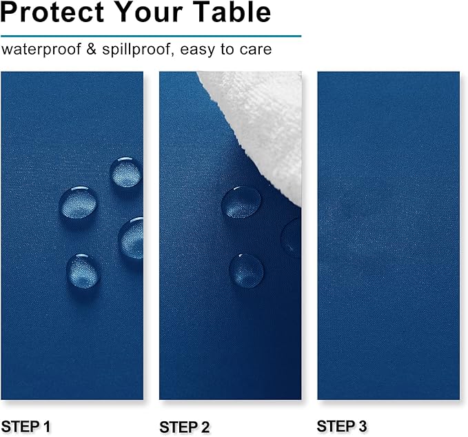 Hiasan 2 Pieces Royal Blue Tablecloth Square - Waterproof and Washable Fabric Table Cloth for Card Tables, 60 x 60 Inch