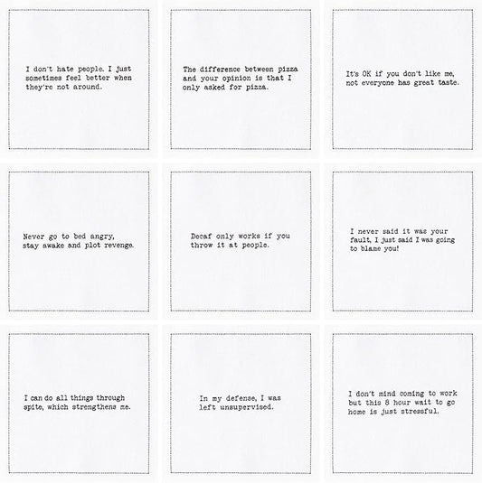 Five Star Napkins Subversive Quotes Cotton Cocktail Napkins,Beverage Napkin, Bar Napkin, Party Napkins,Small Napkins,Napkins for Events,Holidays, Weddings,Parties 4.5"x4.5"-Single Use(50x) Disposable