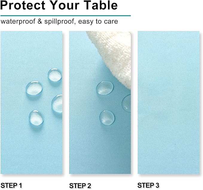 Hiasan Small Tablecloth for Square Tables - Waterproof and Spillproof Washable Fabric Table Cloth for Spring Dining, Outdoor Picnic (Sky Blue, 40 x 40 Inch)