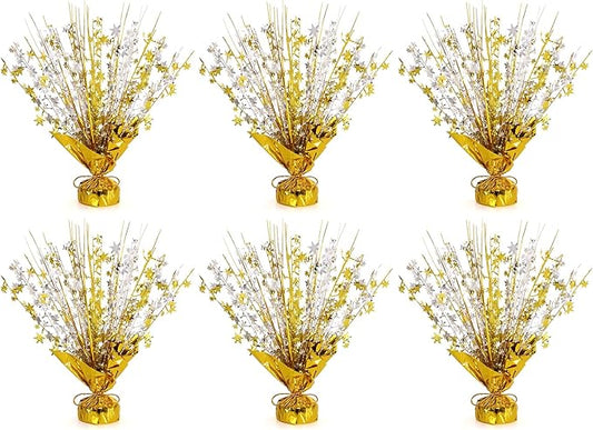 6 Pack Star Table Centerpieces for Party, Birthday Table Decorations for Kids Adults, Party Centerpieces for Tables for Wedding Baby Shower Graduation Holiday Event (Gold Silver)