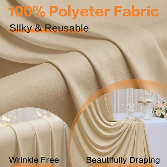 10ft x 15ft Beige Wrinkle Free Backdrop Curtains for Parties,Silky Polyester Fabric Wedding Ceiling Drapes, 2 Panels 15ft Photo Back Drop Drapes for Baby Shower Photography Stage Background Cloth