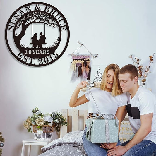 Personalized Wedding Anniversary Sign Gifts,Custom 50th 40th 65th 60th 25th 20th 10th 5th 70th Anniversary Metal Sign,Wedding Gifts for Couples,House Warming Gifts New Home,Custom Name Sign