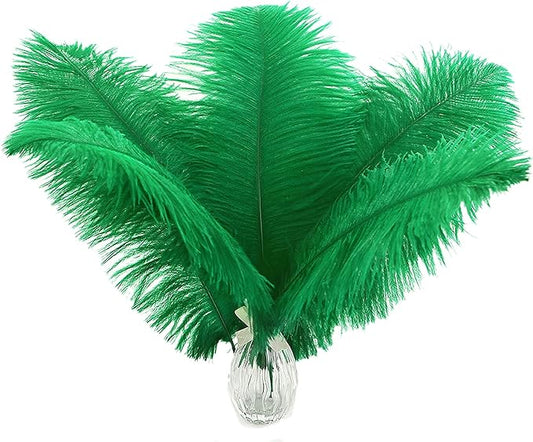 Ballinger Craft Green Ostrich Feathers - 24pcs 8-10inch Feathers for Vase, Wedding Party Centerpieces Mardi Gras Decorations and Home Decor…