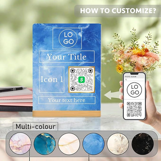 Personalized Custom Metal QR Code Sign Venmo Cashapp Scan to Pay with Stand Instagram Facebook Social Media QR Signs Bar Code QR Plaque Print for Business Salon Beauty Store Restaurant Wifi Sign (Vertical 1)