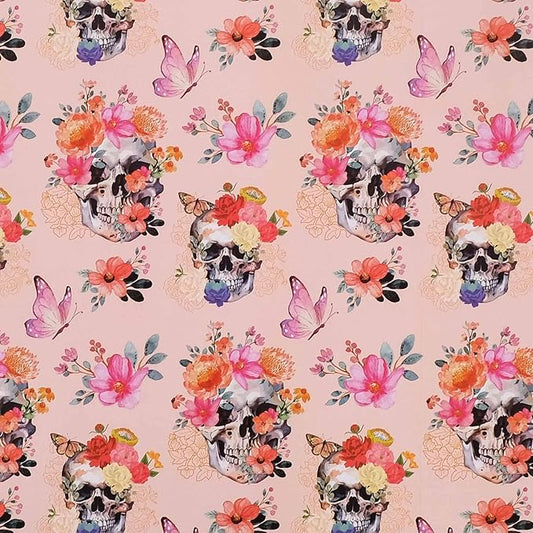 Aimyoo Gothic Wrapping Paper Roll, 17 Inch X 33 Feet Skull Floral Butterfly Design Gift Wrap Paper for Mother's Day, Birthday Bridal Shower