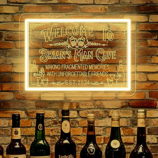 Custom Bar Neon Sign for Man Cave, Personalized LED Whiskey Cocktail Beer Signs, Customized Bar Neon Lights for Home Pub Tavern Bistro Business Wall Decor, Customizable Bar Signs for Men Dad Gifts