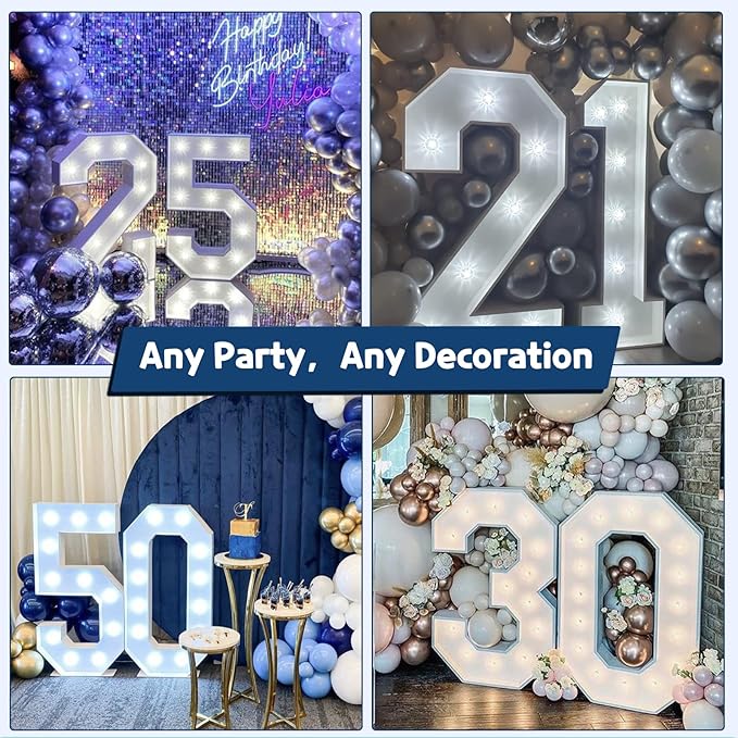 Marquee Numbers 3 Feet Tall Big Light Up Numbers First 1st 21st Wild One Happy Birthday Decorations Girl Boy White Anniversary Party Decor Large Cardboard Prop Backdrop Sign 1