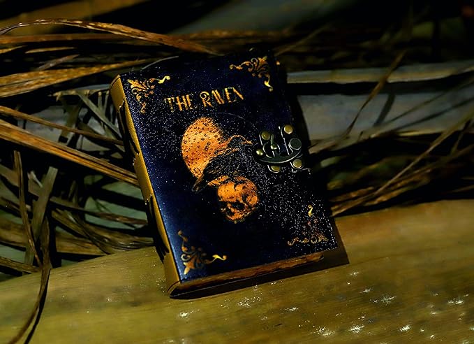 Leather Gothic Journal Magical Raven Skull Spiral Notebook Mystery Crow Journal Grimoire Witchcraft Spellwork Journal Great for Halloween and Raven Lovers Aesthetic Leather Journal for Men and Women