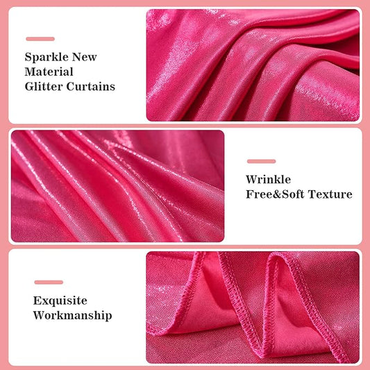 20x10ft Thick Hot Pink Glitter Backdrop Curtain Panels for Parties, Wrinkle Free Sequin Sparking Photo Backdrop Drapes, 4 Panels 5x10ft Shimmer Back Drop Cloth for Wedding Birthday Photography