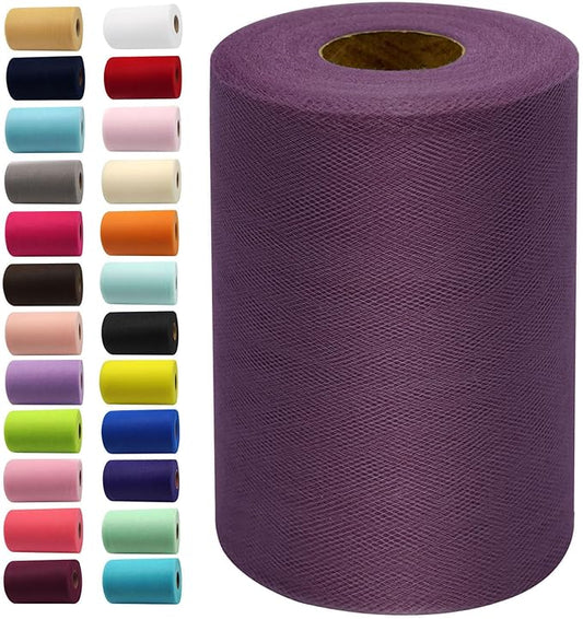 Tulle Fabric Rolls 6 Inch by 100 Yards (300 feet) Fabric Spool Tulle Ribbon for DIY Tutu Bow Halloween Baby Shower Birthday Party Wedding Decorations Christmas Craft Supplies (Amethyst)