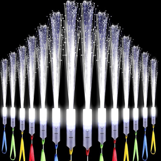 50 Pcs White Fiber Optic Wands Bulk Wedding Sparklers Party Favors LED Light Glow Sticks with 3 Modes Long Flashing Glow for Birthday Wedding Bridal Shower Glow in the Dark Party Favors