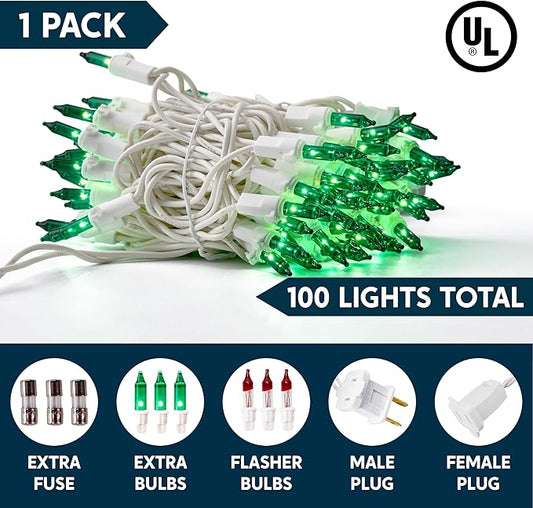 Joiedomi Christmas String Lights Indoor,100 Count Mini Green Light,21.4 FT Lighting Decor for Patio Dorm Classroom Bedroom Holiday Wedding Party Garland Birthday Festival,White Wire