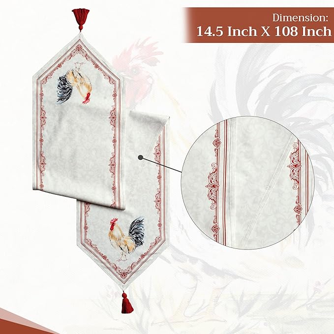 Maison d' Hermine Table runner 100% Cotton Double Layer Table Runners 108 inches long Decorative for Home Kitchen Dining Party Baby Shower Wedding Bridal Shower Spring Summer (Campagne, 14.50" x 108")