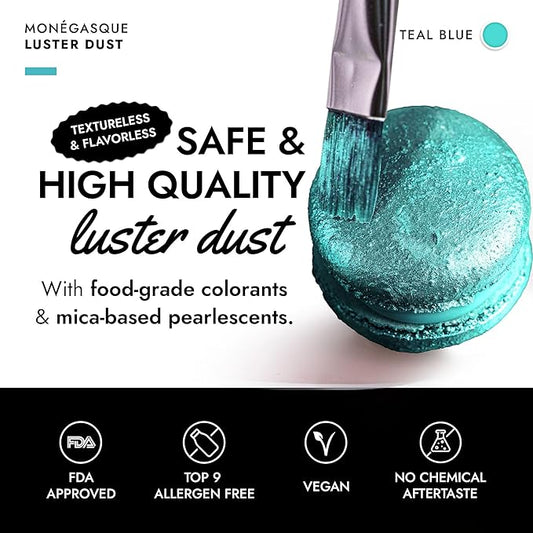 MONÉGASQUE Teal Blue Edible Glitter for Drinks 7g – Edible Glitter for Cakes & Cocktails Shimmer – Cocktail, Cake, & Cupcake Luster Dust Spray – Teal Food Coloring & Halloween Drink Decorations