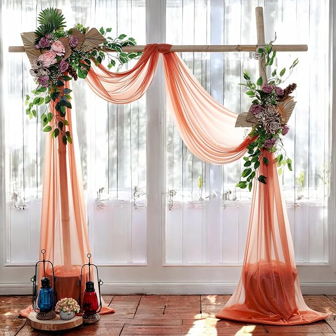 MDS Halloween Chiffon Draping Fabric - 1 Panel, 30" Wide x 100ft Long - Sheer Spooky Arbor & Canopy Drapery for Haunted House Backdrops, Party Ceilings, DIY Costumes & Themed Events - Terracotta