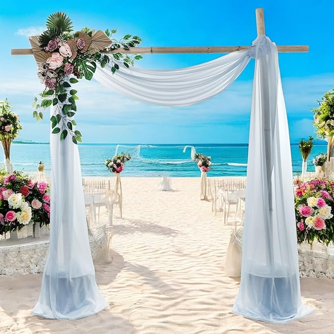 MDS Halloween Chiffon Draping Fabric - 1 Panel, 30" Wide x 20ft Long - Sheer Spooky Arbor & Canopy Drapery for Haunted House Backdrops, Party Ceilings, DIY Costumes & Themed Events - Baby Blue