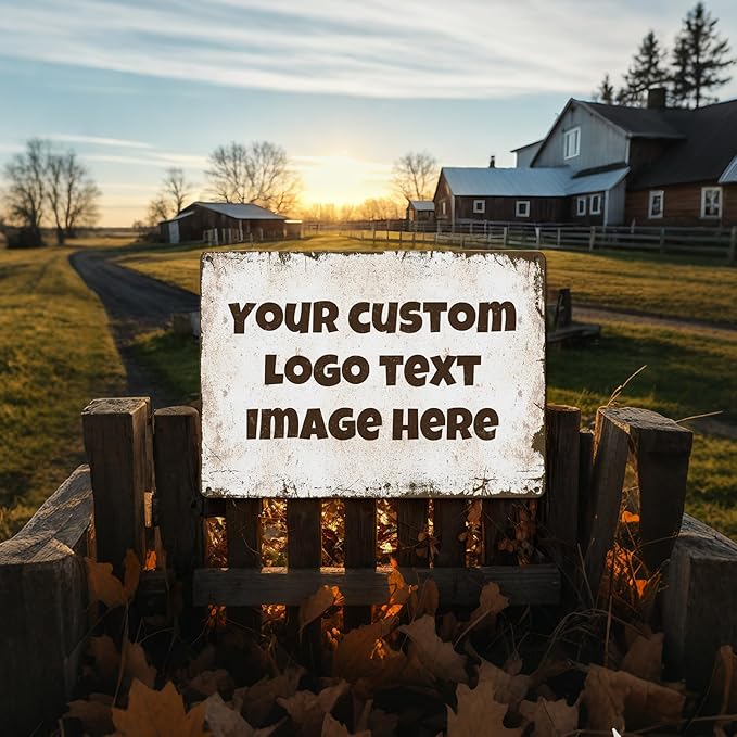 Personalized Metal Sign Custom with Photo Text Logo for Outdoor Yard Garden Home Business Wedding Wall Decor Street Sign Style (Horizontal)