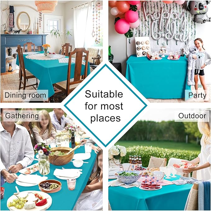 Hiasan Turquoise Square Tablecloth - Water Resistant and Spillproof Dining Room Washable Fabric Table Cloth for Dining Room, Polyester, 54 x 54 Inch