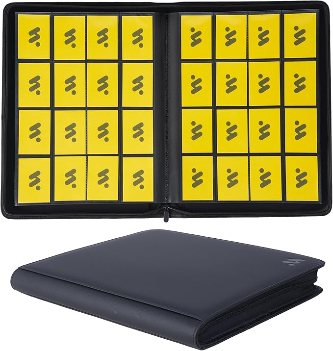 Premium 1000+ Pockets Card Binder,16 Pockets Trading Card Binder Ringless Side Loading Trading Card Album Folder for TCG -Black