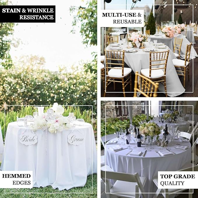 Efavormart Round Tablecloth, 108 Inch Stain & Wrinkle Resistant Washable Table Cloth, Decorative Polyester Fabric Table Cover for Banquet, Wedding, Dining- Navy Blue