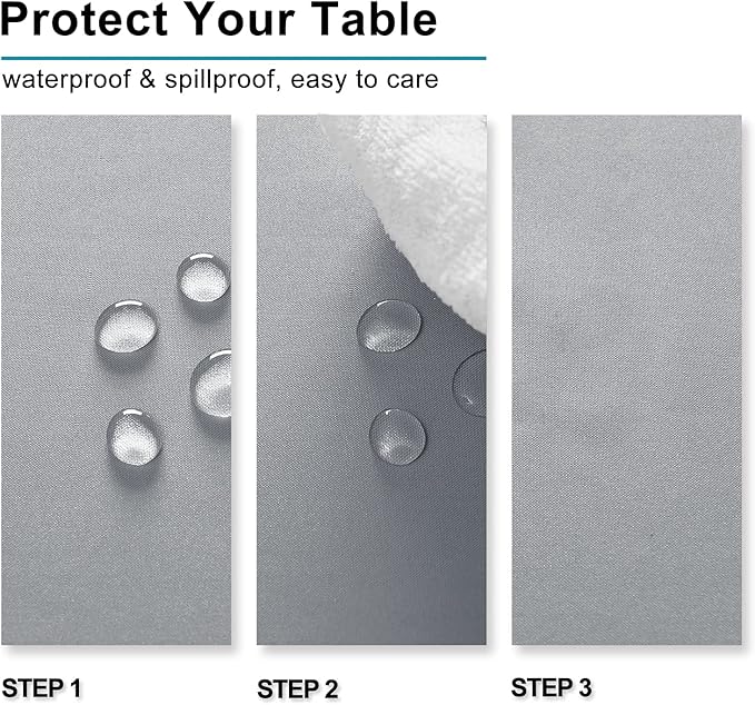 Hiasan Silver Grey Rectangle Tablecloth - Waterproof and Spillproof Washable Fabric Table Cloth for Dining Room Kitchen Party and Outdoor, 30 x 60 Inch