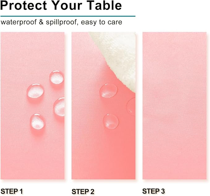 Hiasan Rose Pink Tablecloth for Rectangle Tables - Waterproof Washable Polyester Fabric Table Cloth for Buffect Dining Birthday Party Wedding, 54 x 108 Inch