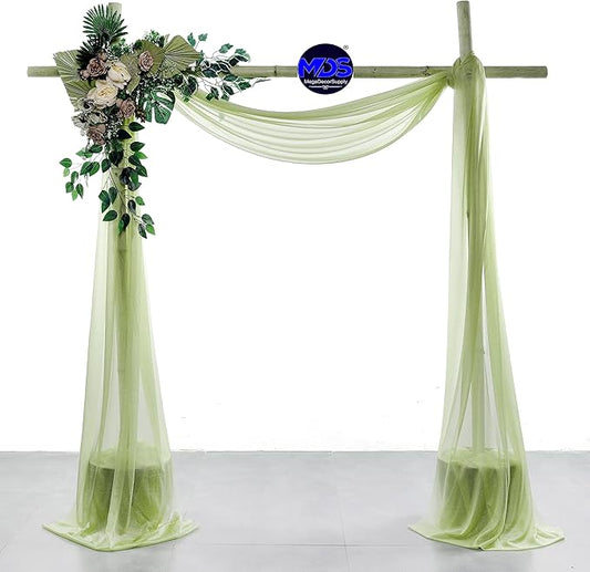 MDS Halloween Chiffon Draping Fabric - 2 Panel, 30" Wide x 20ft Long - Sheer Spooky Arbor & Canopy Drapery for Haunted House Backdrops, Party Ceilings, DIY Costumes & Themed Events - Sage Green