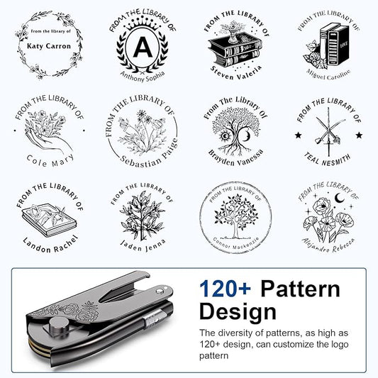 Book Embosser Personalized Custom Embosser Stamp Your Own Text or Logo Design for Books Business Cards Paper Documents Notebooks etc.