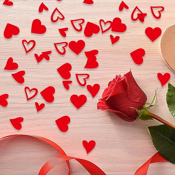 200 Pcs Red Heart Paper Confetti for Valentine's Day Wedding Baby Shower Birthday Party Table Decoration Supplies