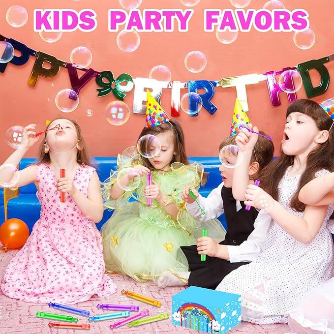 Bulk Toys for Kids Prizes 200 Pack, Mini Bubble Wands Party Favors for Toddlers, Small Halloween Pinata Goodie Bag Stuffers, Carnival Supplies Giveaways Handouts Stocking Stuffers for Girls and Boys