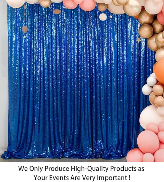 ShinyBeauty Sequin Curtain Royal Blue 4FTx8FT Sequin Photo Backdrop Royal Blue Sequin Backdrop Curtain Glitter Photography Backdrop Bridal Shower Backdrop for Wedding