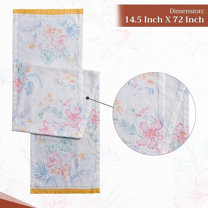 Maison d' Hermine Table Runner 100% Cotton Single Layer Table Runners 72 inches Long Decorative for Home Kitchen Dining Party Wedding Bridal Shower Spring Summer (Paradise Island, 14.50" x 72")