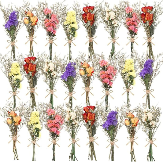 12/24 Pack Dried Flowers for Vase Various Mini Bouquet Dried Small Wildflowers Natural Real Flowers Bulk for Crafts DIY Wedding Decor (24, Forget Me Not)