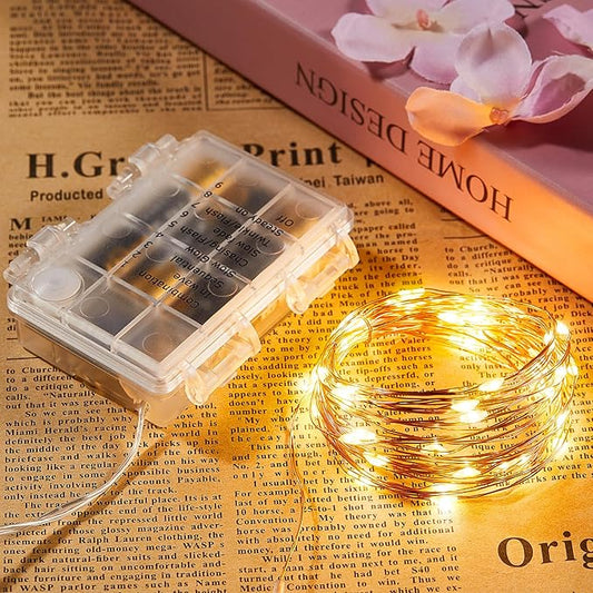 1 Pack 32.8 Ft. Battery Operated Outdoor String Lights with Remote & Timer, LED Warm White Fairy Lights, Waterproof Twinkle Lights for Bedroom, Dorm, Mason Jar, Wedding, Party, Christmas