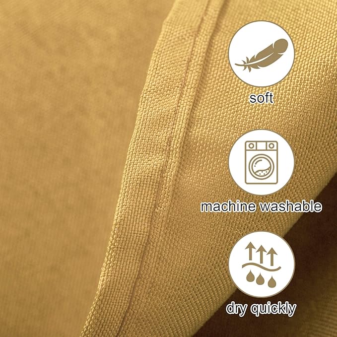 Ascoza 2pack 132 Inch Gold Round Tablecloth in Washable Polyester Fabric for Wedding/Banquet/Restaurant/Parties