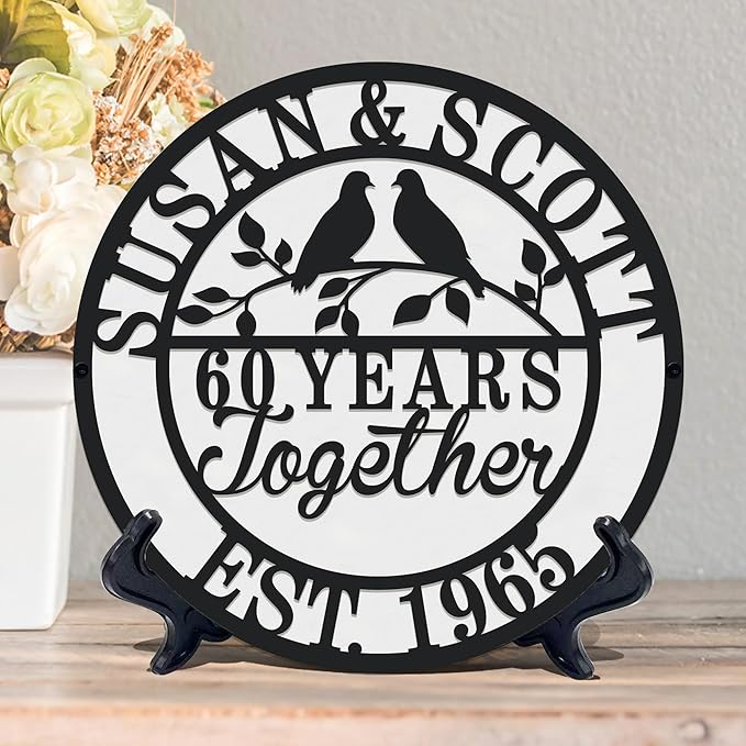 Personalized Christmas Gifts 2025 Best Housewarming Gifts Custom 50th or Any Year Wedding Anniversary Metal Sign Wedding Gifts Personalized Metal Name Signs Monogram Wall Decor