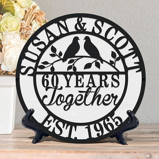 Personalized Christmas Gifts 2025 Best Housewarming Gifts Custom 50th or Any Year Wedding Anniversary Metal Sign Wedding Gifts Personalized Metal Name Signs Monogram Wall Decor