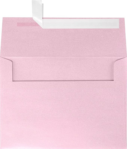 LUXPaper A7 Invitation Envelopes | Peel & Press | 5 1/4" x 7 1/4" | Rose Quartz Metallic | 80lb. Text | 50 Qty