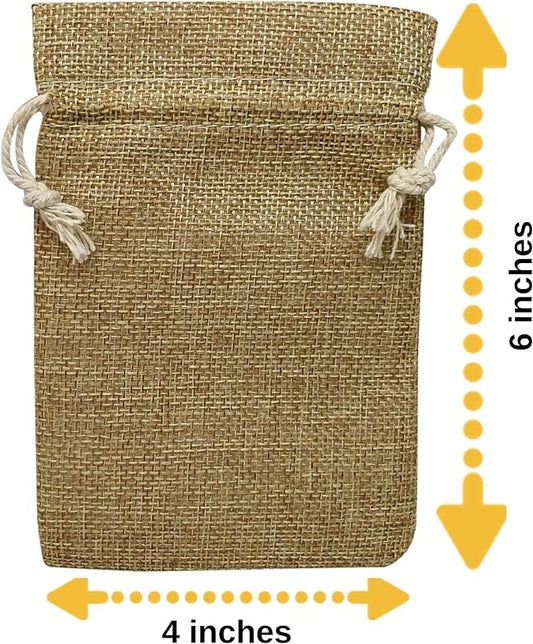 Supply Friend 50 Small Burlap Bags with Drawstring, 4x6 Inch Rustic Gift Bag Bulk Pack for Birthday, Wedding, Party Favors, Advent, Christmas, Holiday Gift Wrap, Jewelry and Treat Pouches