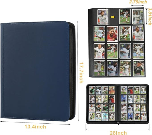 Trading Card Binder 16 Pocket, 1024 Pockets Card Binders, Card Collection Binder, Card Album Folder for MTG, TCG, Sports Cards, Game Cards (Dark Blue)