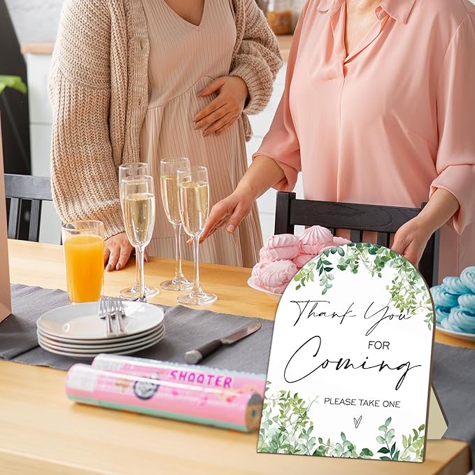Thank You for Coming Please Take One Sign, Eucalyptus Leaf Decoration Wedding Shower Sign for Guests, Bridal Shower Welcome Sign, Baby Shower Birthday Party Decor Supplies 9 * 11IN
