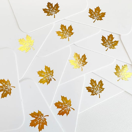 100 Pcs Blank Gift Tags with String Gold Foil Maple Leaf Fall Large Gift Tags with 65 Ft Jute Twine White Paper Cute Tags for Fall Autumn Thanksgiving Harvest Party Gift Wrap Tags